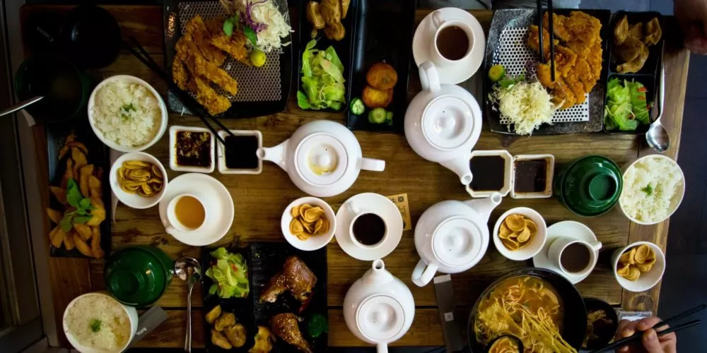 view of the table with chinese dishes